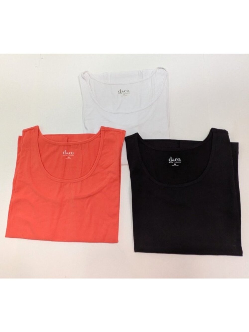 Lot of 3 Denim & Co Womens Tank Tops Size 2X Black White Orange Sleeveless